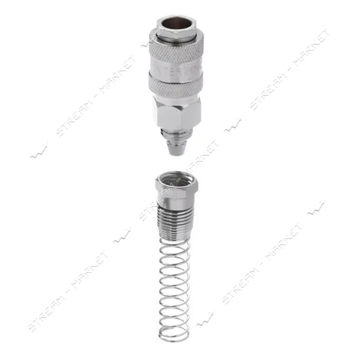 Быстроразъемное соединение Intertool PT-1831 с пружиной для спиральных и прямых шлангов 6.5х10мм