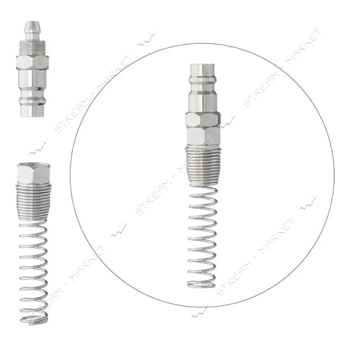 Переходник с пружиной со спирального или прямого шланга Intertool PT-1835 5.5х8мм на ответную часть