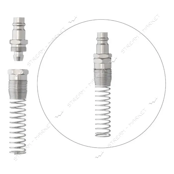 Переходник с пружиной со спирального или прямого шланга Intertool PT-1837 8х12мм на ответную часть