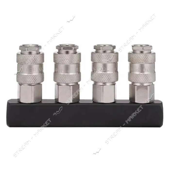 Разветвитель воздуха Intertool PT-1856 1/4" на 4 выхода прямой с быстроразъемными соединениями 10