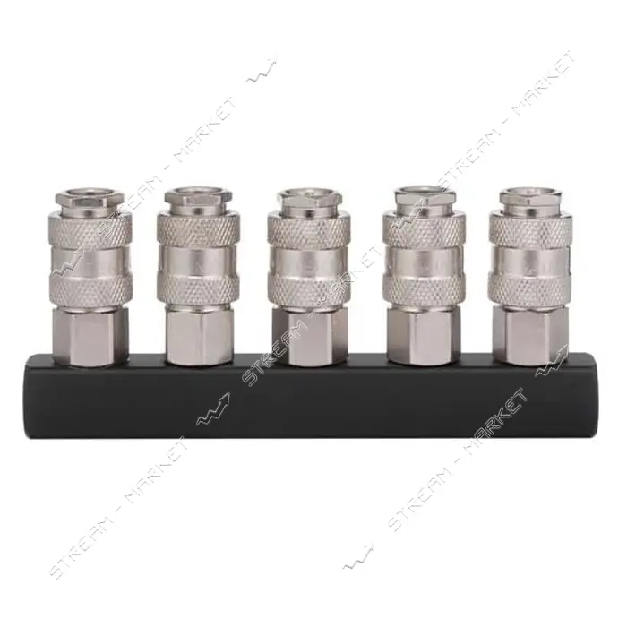 Разветвитель воздуха Intertool PT-1857 1/4" на 5 выходов прямой с быстроразъемными соединениями 1   