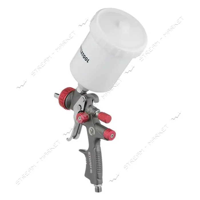 Краскопульт пневм. Intertool PT-0143LVLP TEFLON проф. форсунка 1.3мм верхний пластик.бак 600мл