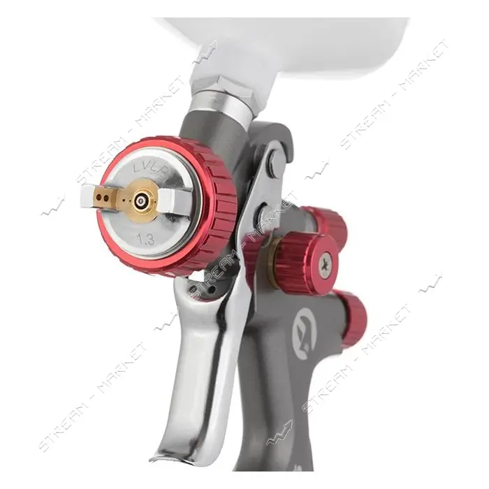 Краскопульт пневм. Intertool PT-0143LVLP TEFLON проф. форсунка 1.3мм верхний пластик.бак 600мл