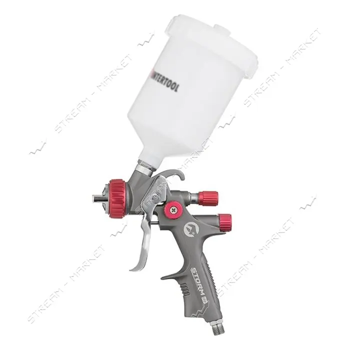 Краскопульт пневм. Intertool PT-0144 LVLP TEFLON профессиональный форсунка 1.4мм верхний