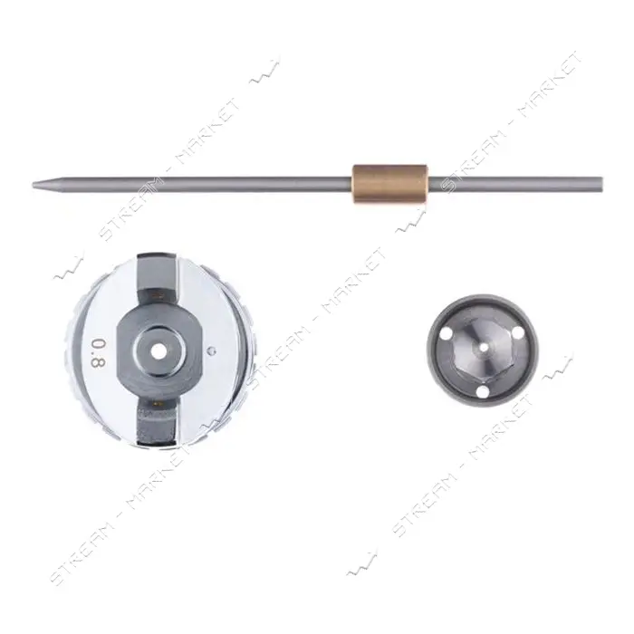 Комплект форсунки Intertool PT-2107 0.8мм для краскоп.PT-0129 дюза воздушная головка игла
