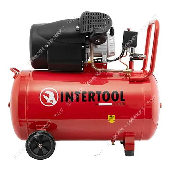 Компрессор Intertool PT-0005 100л 2.23кВт 220В 8атм 354 л/мин 2 цилиндра