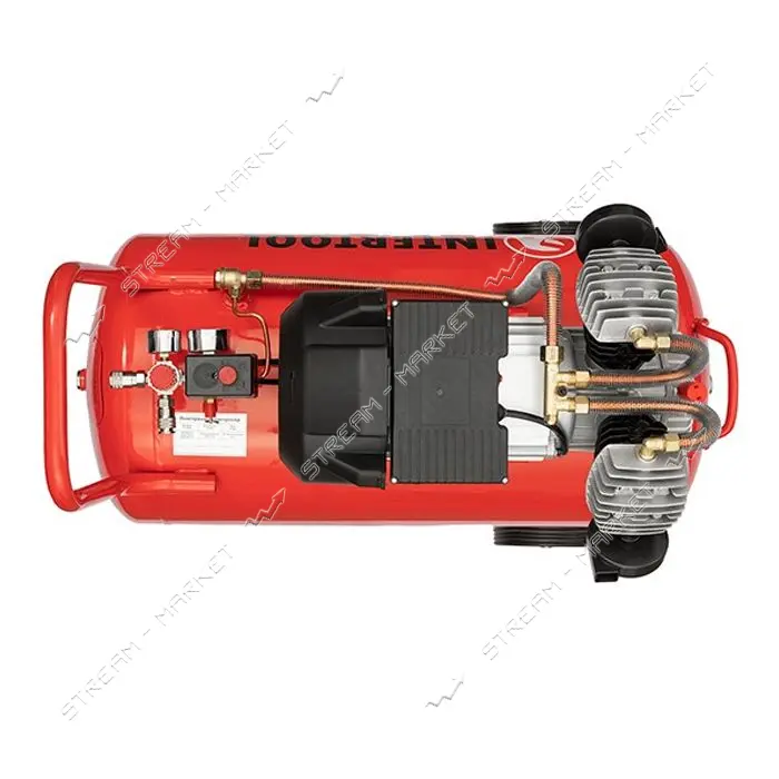 Компрессор Intertool PT-0008 100л 3кВт 220В 8атм 420 л/мин 2 цилиндра                               