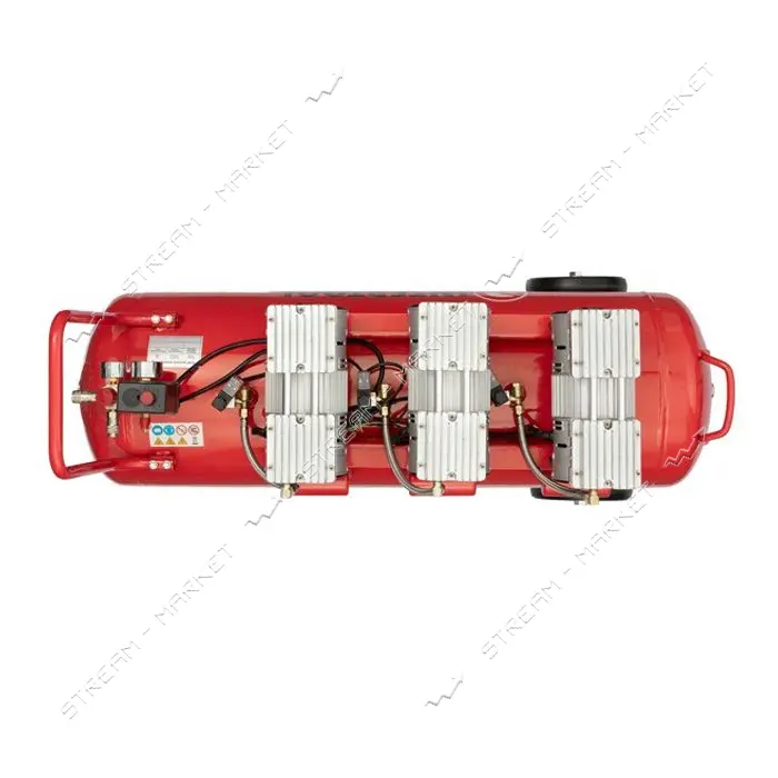Компрессор Intertool PT-0024 100л 3х0.75кВт 220В 8атм 415 л/мин малошумный безмасляный 6 цилиндр    