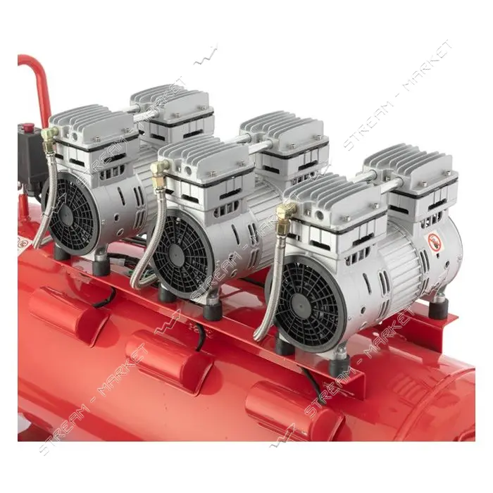 Компрессор Intertool PT-0024 100л 3х0.75кВт 220В 8атм 415 л/мин малошумный безмасляный 6 цилиндр    