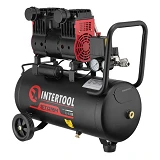 Компрессор Intertool PT-0026 24л 1.1кВт 220В 8атм 160л/мин 1400об/мин малошумный безмасляный        