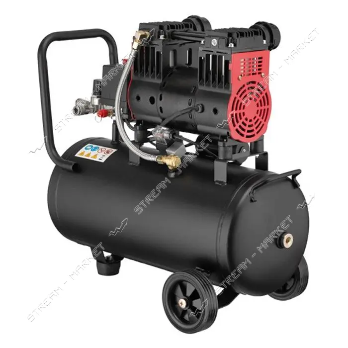 Компрессор Intertool PT-0026 24л 1.1кВт 220В 8атм 160л/мин 1400об/мин малошумный безмасляный        