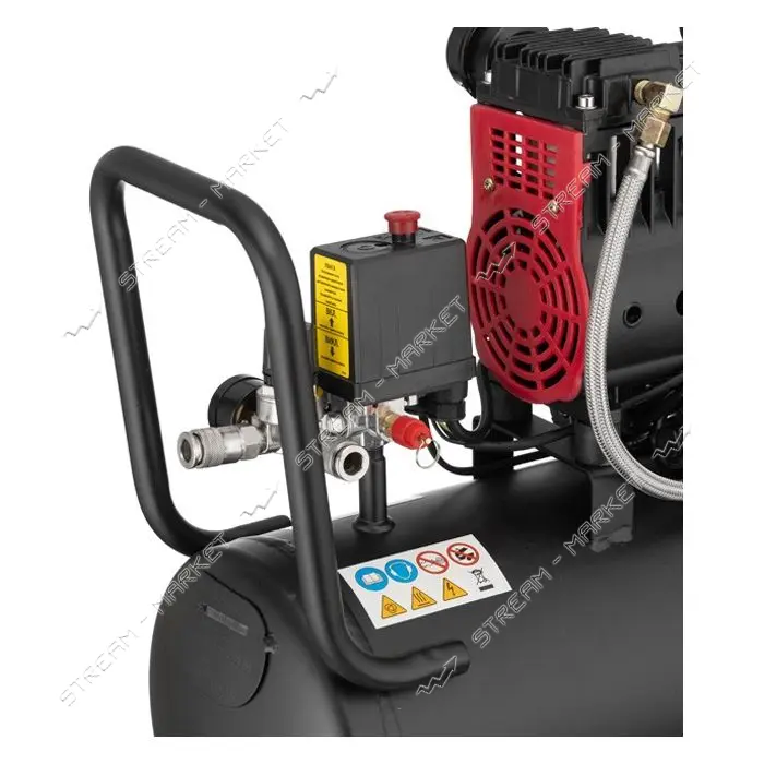 Компрессор Intertool PT-0026 24л 1.1кВт 220В 8атм 160л/мин 1400об/мин малошумный безмасляный        