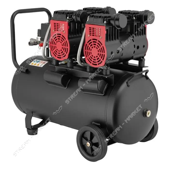Компрессор Intertool PT-0027 50л 2x1.1кВт 220В 8атм 320л/мин 1400об/мин малошумный безмасл.         
