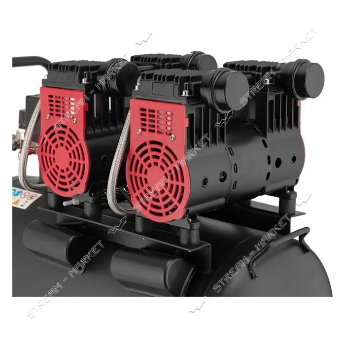 Компрессор Intertool PT-0027 50л 2x1.1кВт 220В 8атм 320л/мин 1400об/мин малошумный безмасл.         