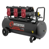 Компрессор Intertool PT-0028 100л 3x1.1кВт 220В 8атм 480л/мин 1400об/мин малошумный безмасл.