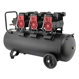 Компрессор Intertool PT-0028 100л 3x1.1кВт 220В 8атм 480л/мин 1400об/мин малошумный безмасл.