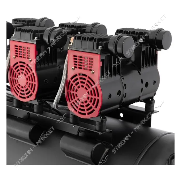 Компрессор Intertool PT-0028 100л 3x1.1кВт 220В 8атм 480л/мин 1400об/мин малошумный безмасл.