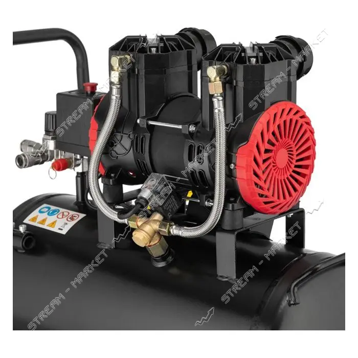 Компрессор Intertool PT-0029 24л 1.1кВт 220В 8атм 200 л/мин 2800об/мин безмасляный 2 цилиндра