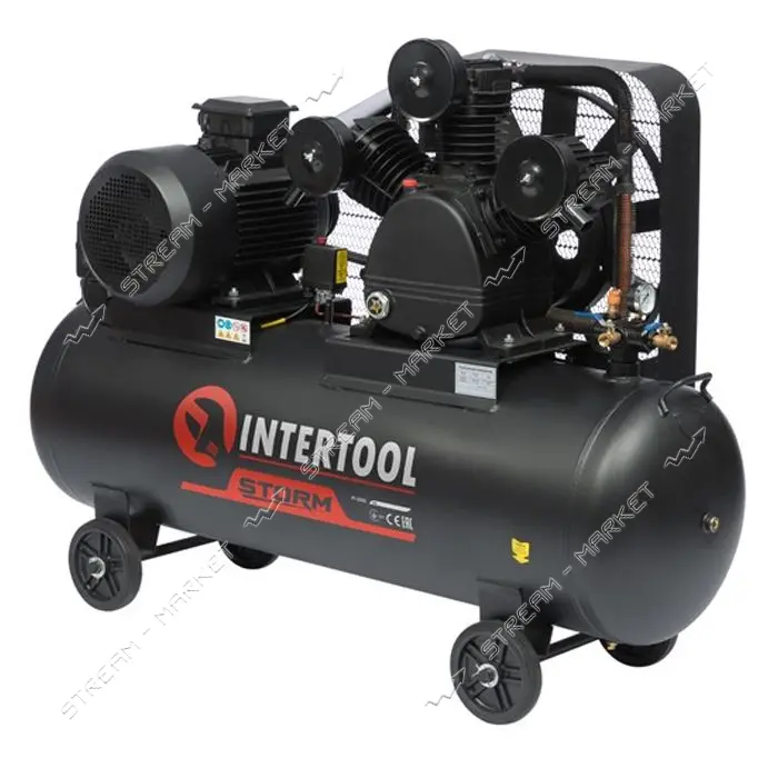 Компрессор Intertool PT-0050 300л 11кВт 380 В 8атм 1600 л/мин т3 цилиндра