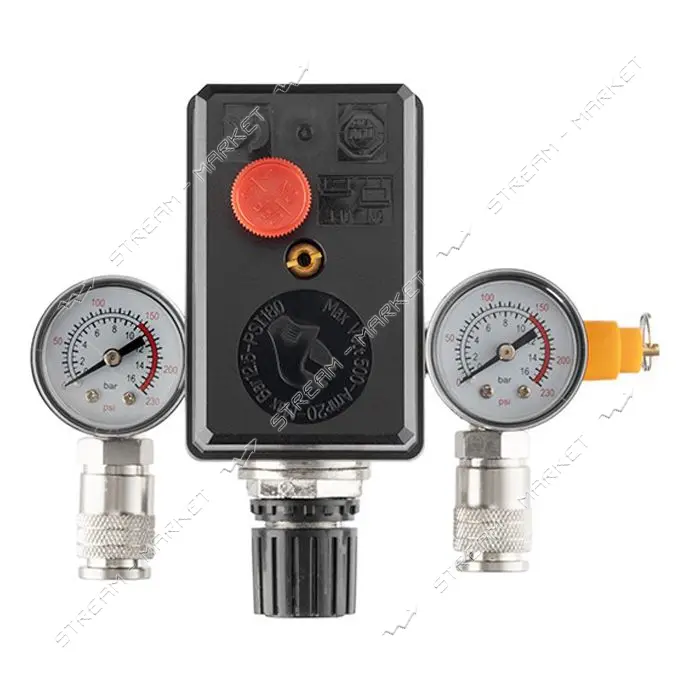 Прессостат Intertool PT-9097 380В блок автоматики компрессора 10 bar в сборе прессостат редуктор