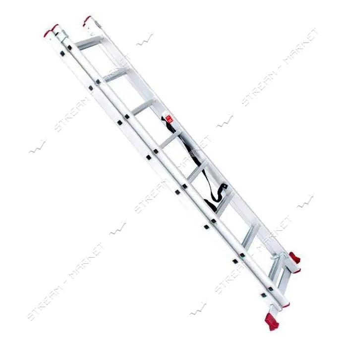 Лестница алюминиевая Intertool LT-0208 2-х секционная универсальная раскладная 2x8 ступенек 3.69м