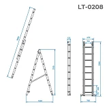 Лестница алюминиевая Intertool LT-0208 2-х секционная универсальная раскладная 2x8 ступенек 3.69м