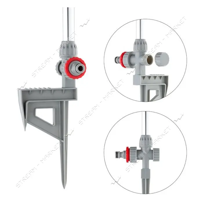 Дождеватель круговой Intertool GE-0066 с тремя распылителями с вращающейся головкой на штанге       