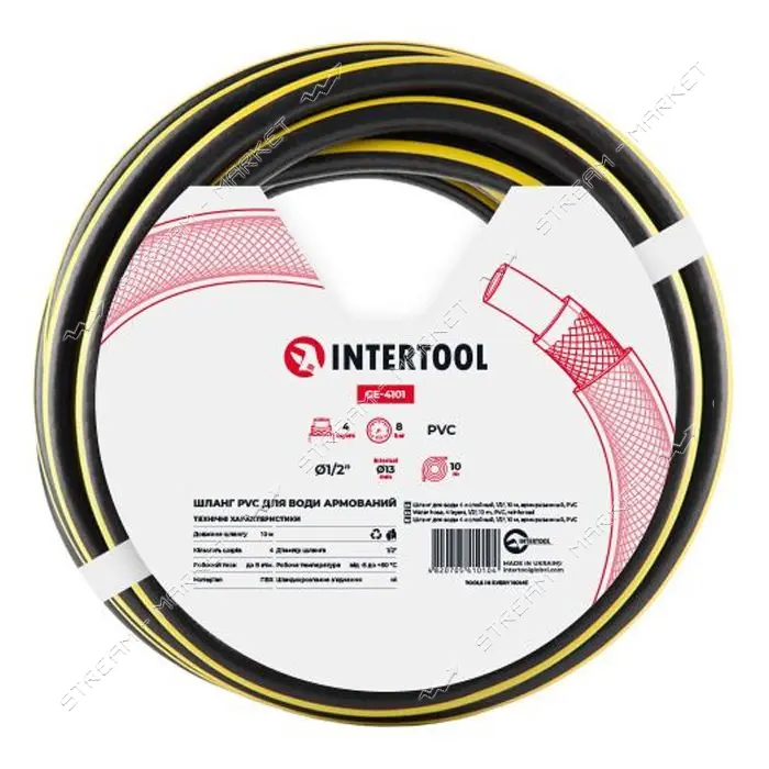 Шланг для воды Intertool GE-4101 4-х слойный 1/2" 10м армированный PVC