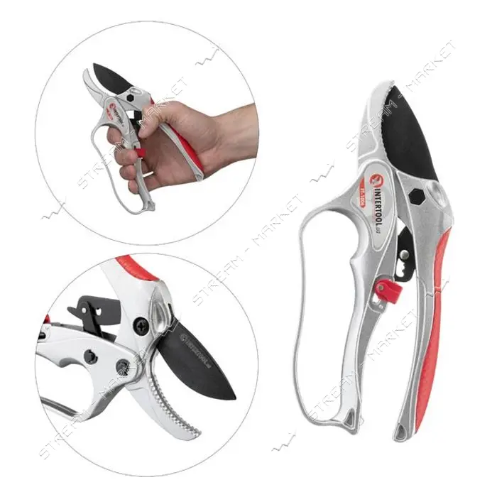 Секатор с храповым механизмом Intertool FT-1006 180мм                                               
