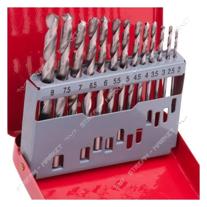 Набор сверл по металлу Intertool SD-0114 HSS 2.0-8.0 полированная сталь 13шт