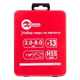 Набор сверл по металлу Intertool SD-0114 HSS 2.0-8.0 полированная сталь 13шт