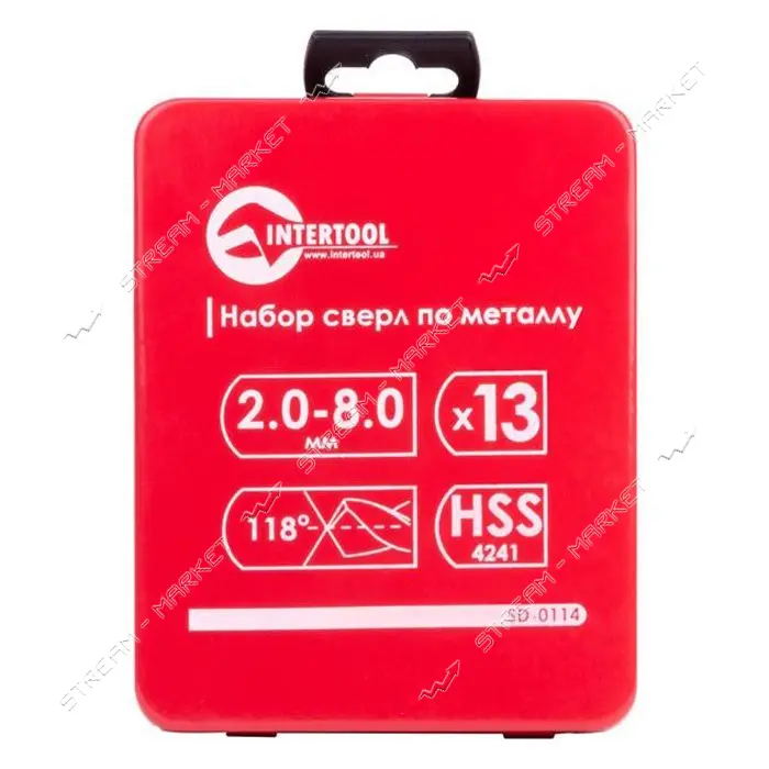 Набор сверл по металлу Intertool SD-0114 HSS 2.0-8.0 полированная сталь 13шт