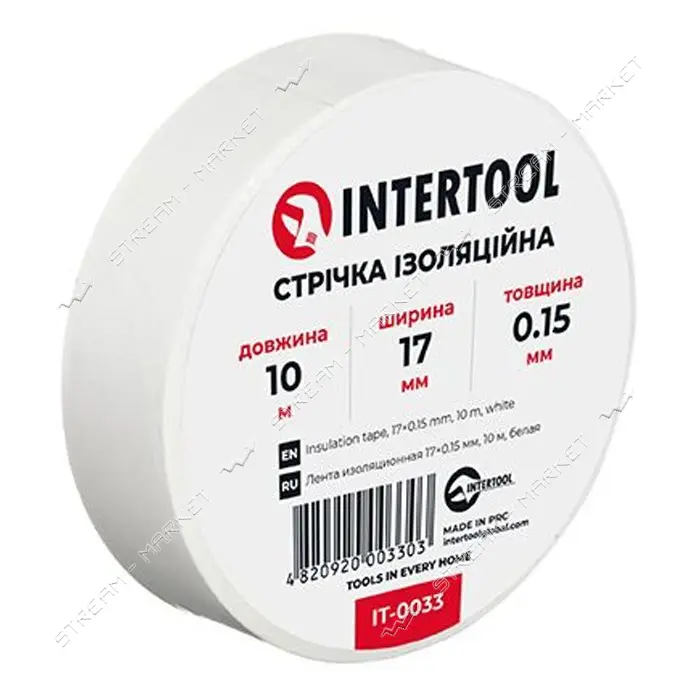 Лента изоляционная Intertool IT-0033 0.15мм x 17мм x 10м белая