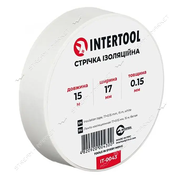 Лента изоляционная Intertool IT-0043 0.15мм x 17мм x 15м белая
