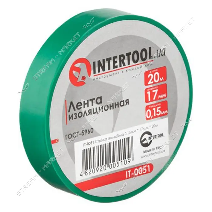 Лента изоляционная Intertool IT-0051 0.15мм x 17мм x 20м зеленая