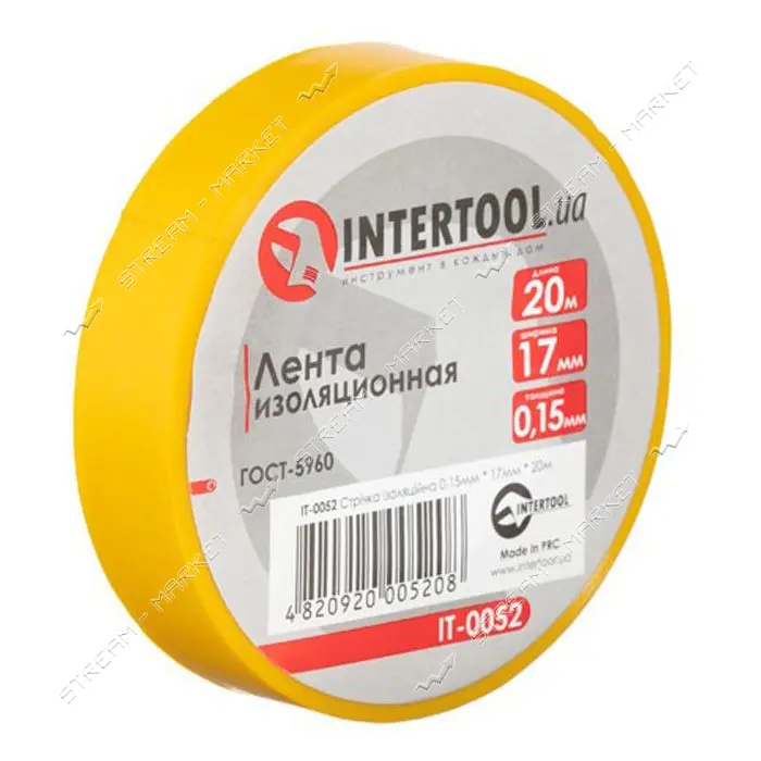 Лента изоляционная Intertool IT-0052 0.15мм x 17мм x 20м желтая