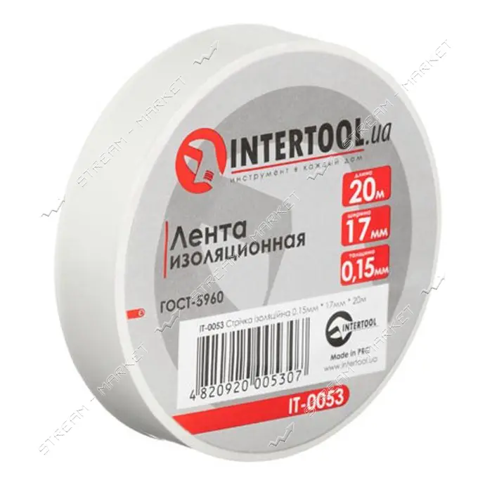 Лента изоляционная Intertool IT-0053 0.15мм x 17мм x 20м белая
