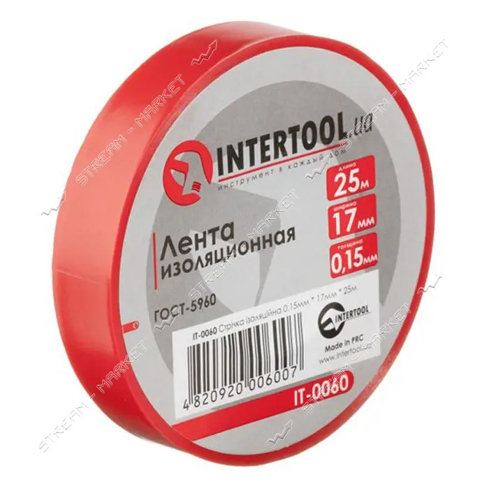 Лента изоляционная Intertool IT-0060 0.15мм x 17мм x 25м красная                                    