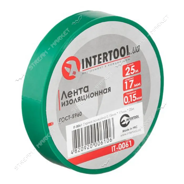 Лента изоляционная Intertool IT-0061 0.15мм x 17мм x 25м зеленая