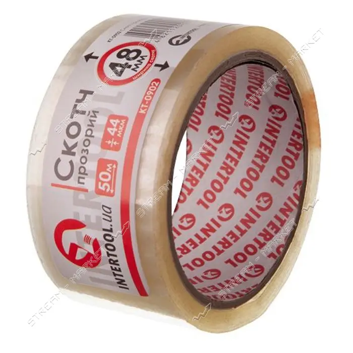Скотч прозрачный Intertool KT-0902 48ммх50мх52мкм                                                   