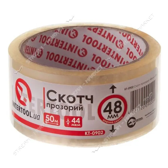 Скотч прозрачный Intertool KT-0902 48ммх50мх52мкм                                                   