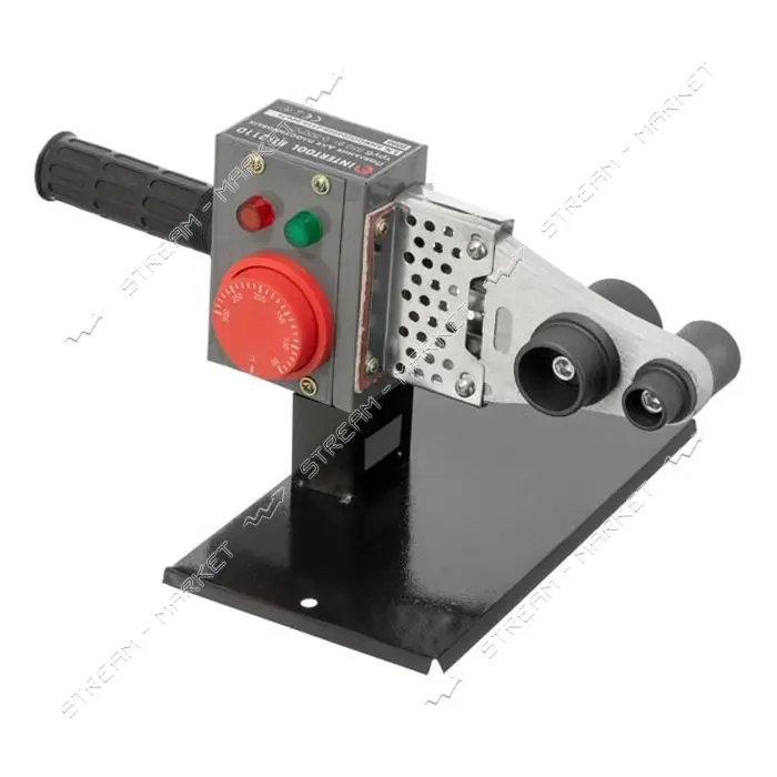 Паяльник для пластиковых труб Intertool RT-2110 850Вт 0-300C насадки 20 25 32мм металлический       