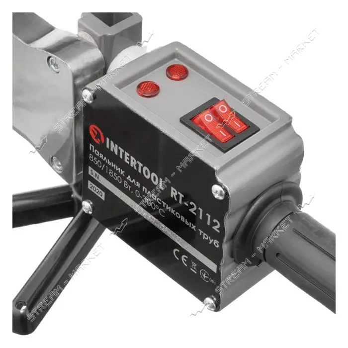 Паяльник для пластиковых труб Intertool RT-2112 850/1850Вт 0-300C насадки 20 25 32 40 50 6