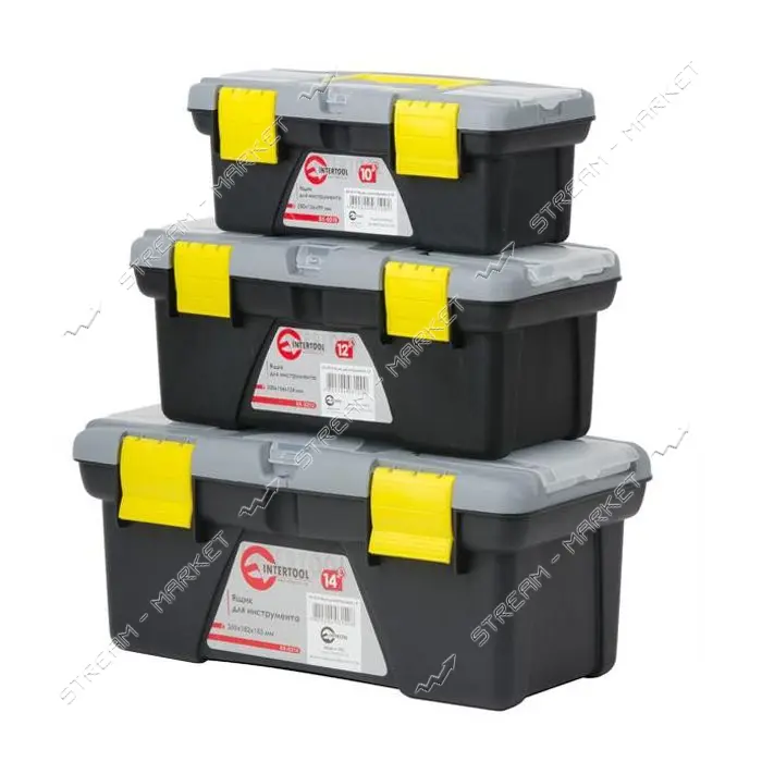 Комплект ящиков для инструментов Intertool BX-0303 ВХ-0310 10"/ВХ-0312 12"/ВХ-0314 14" 3шт          