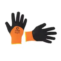 Перчатки трикотажные Intertool SP-0116 10" акриловая утеплен оранж. покрыта черным морщин. латексом