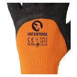 Перчатки трикотажные Intertool SP-0116 10" акриловая утеплен оранж. покрыта черным морщин. латексом 
