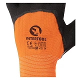 Перчатки трикотажные Intertool SP-0117 синтет. покрытая черным вспенен. латексом 10"