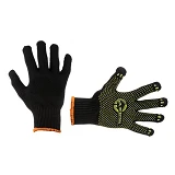 Перчатки трикотажные Intertool SP-0125 60% хлопок/40% полиэстер с ПВХ точкой класс вязки 7 черные   