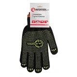 Перчатки трикотажные Intertool SP-0125 60% хлопок/40% полиэстер с ПВХ точкой класс вязки 7 черные   