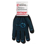 Перчатки трикотажные Intertool SP-0129 70% хлопок/30% полиэстер с ПВХ точкой класс вязки 10 черные